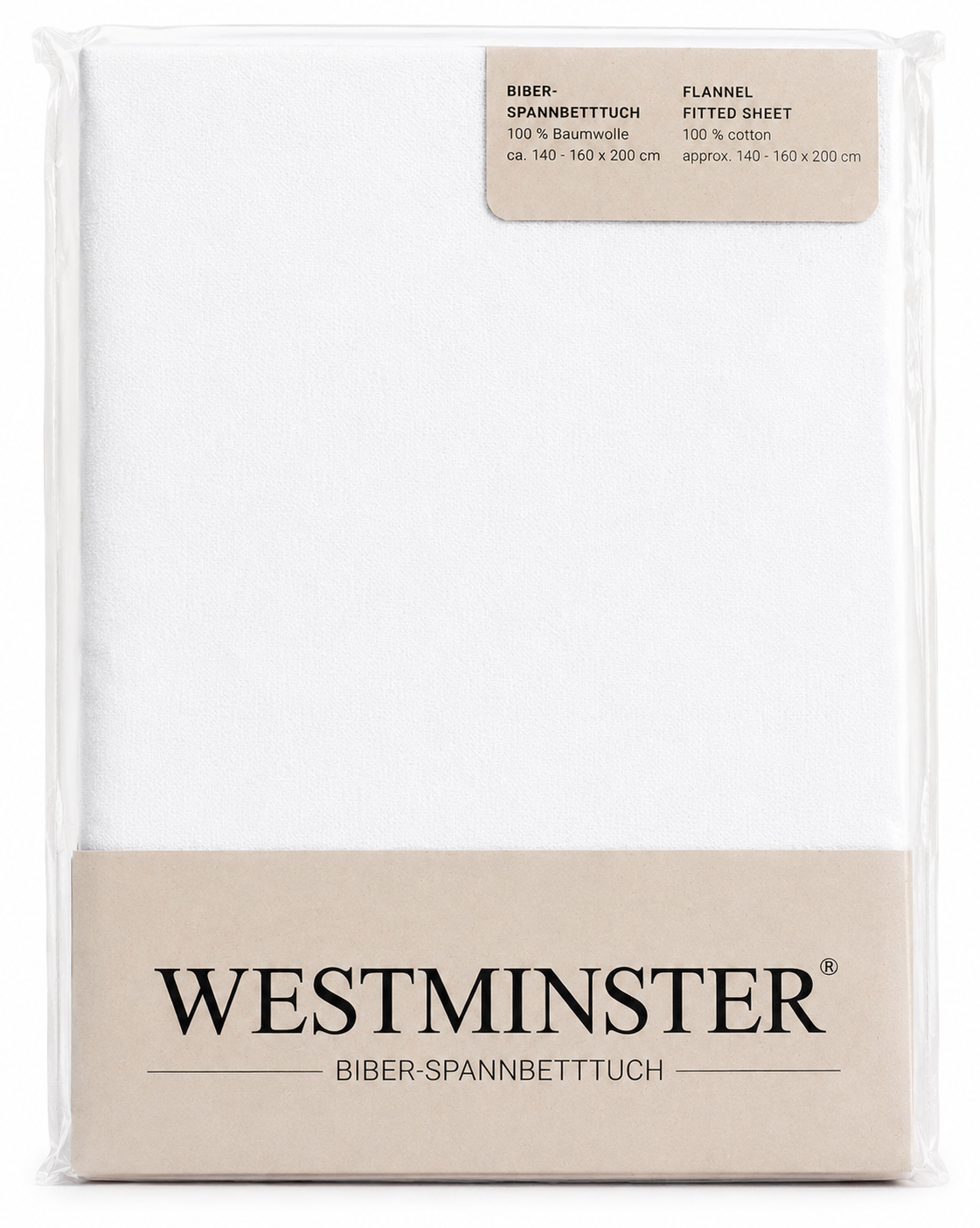 WESTMINSTER Biber Spannbetttuch 140-160x200 cm Weiß 100% Baumwolle