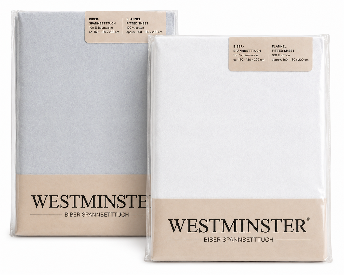 WESTMINSTER Biber Spannbetttuch 140-160x200 cm Weiß 100% Baumwolle