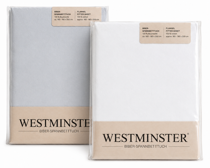 WESTMINSTER Biber Spannbetttuch 140-160x200 cm Weiß 100% Baumwolle
