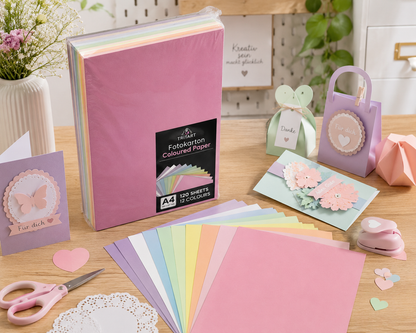 Tritart Fotokarton DIN A4 300g 120 Blatt 12 Pastellfarben Bastelkarton Papier