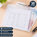 30x Dokumententasche A4 Transparent Druckknopfmappe Kunststoff Aktenmappe