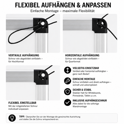 Magnettafel Whiteboard 60x40 beschreibbar Büro Pinnwand inkl Marker