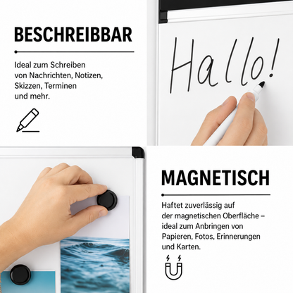 Magnettafel Whiteboard 60x40 beschreibbar Büro Pinnwand inkl Marker