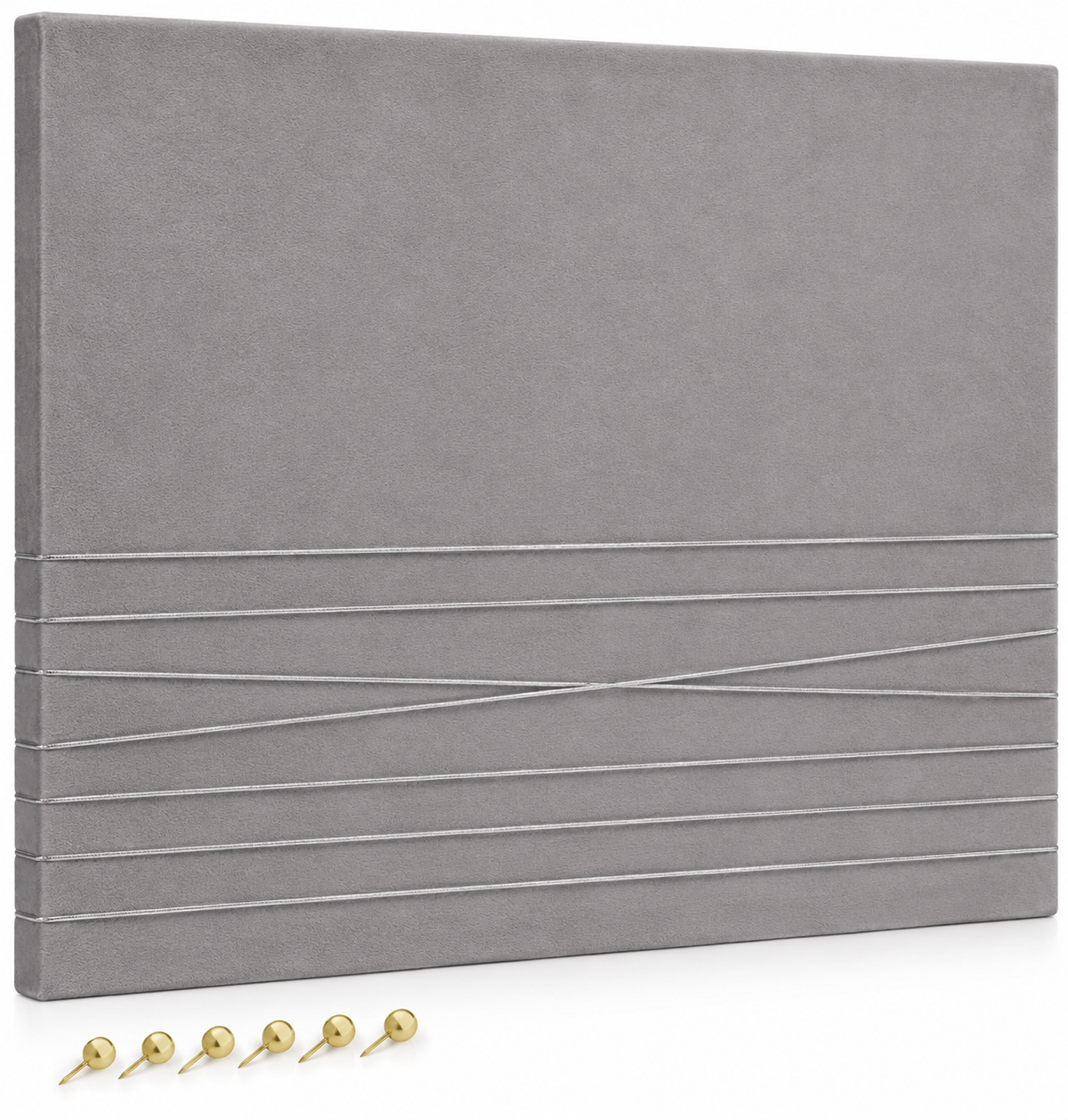 Navaris Pinnwand 70x50 cm Grau Samt Fotowand Memoboard Bilderwand mit Pins
