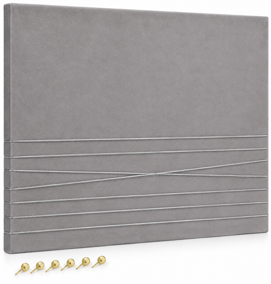 Navaris Pinnwand 70x50 cm Grau Samt Fotowand Memoboard Bilderwand mit Pins