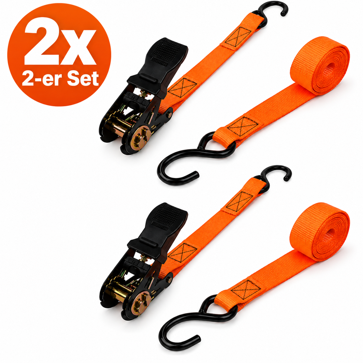 BELLE VOUS 2x Spanngurt Ratsche 4m 25mm 500kg Zurrgurt Motorrad Haken
