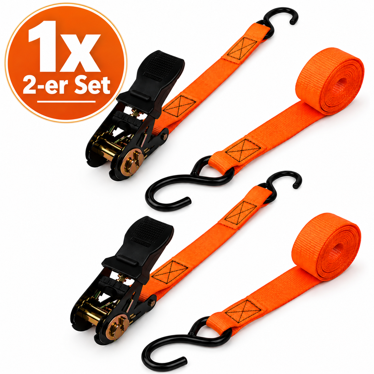 BELLE VOUS 2x Spanngurt Ratsche 4m 25mm 500kg Zurrgurt Motorrad Haken