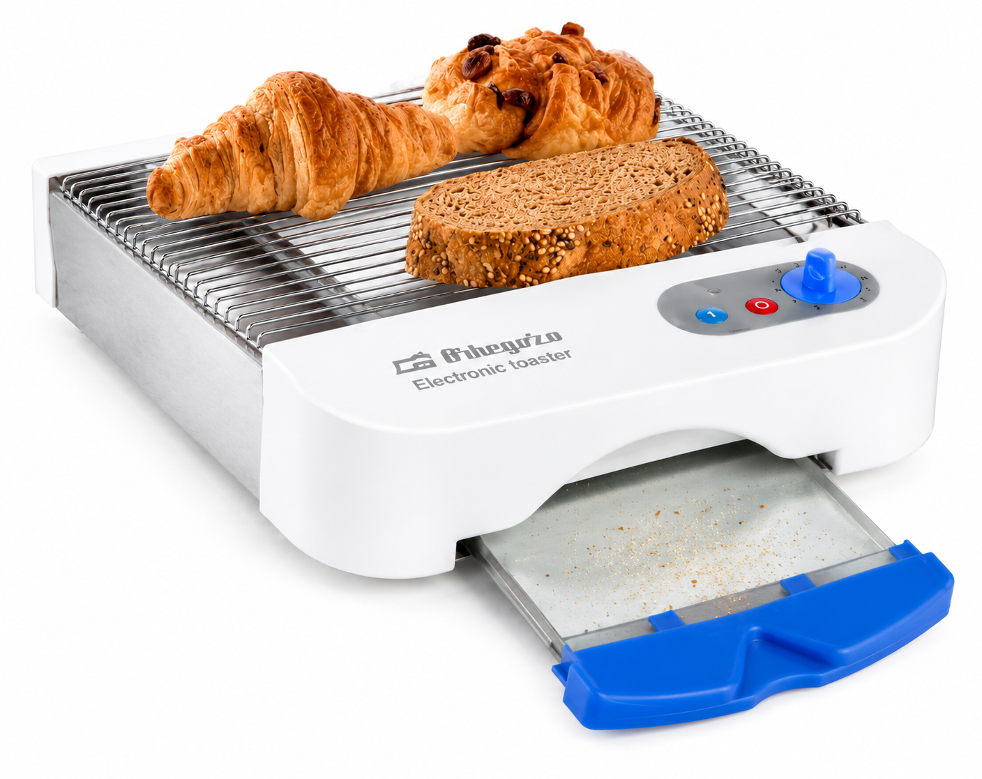 Orbegozo TO1010 Horizontal Toaster 600W Brot Brötchen Aufbacktoaster Timer Grau
