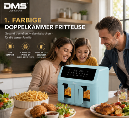 DMS Heißluftfritteuse 9L Dual Zone Doppelkammer 2000W Air Fryer Touch