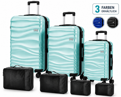 DMS® 7tlg Hartschalenkofferset Koffer Reisekoffer Trolley ABS-Hartschale