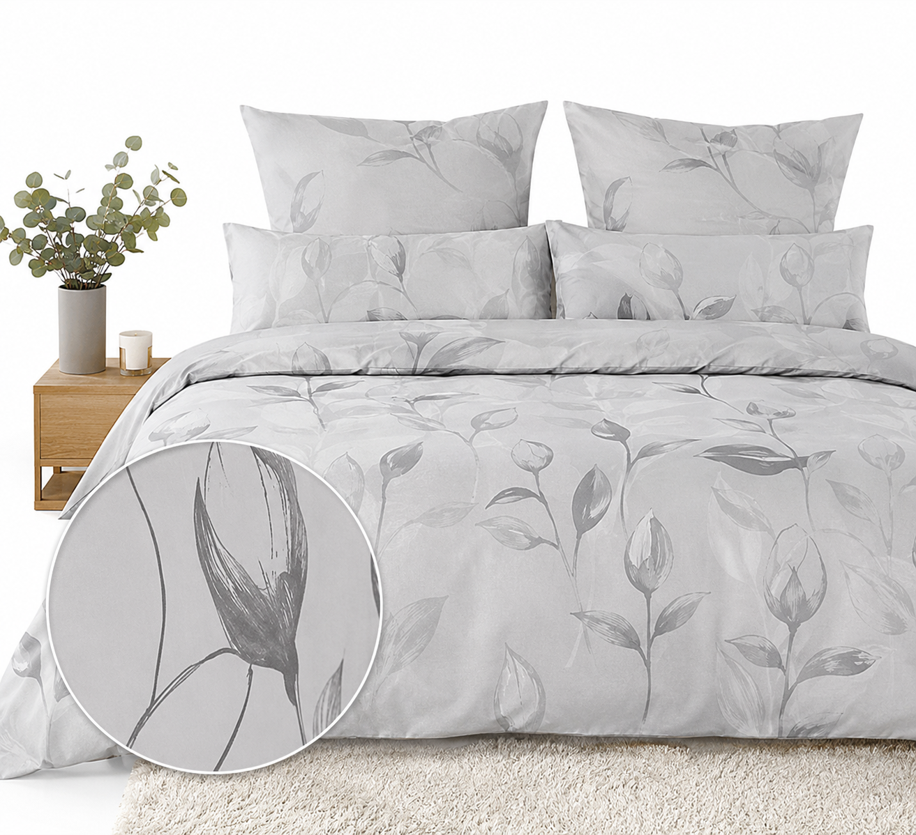 JERYMOOD Wendebettwäsche 8tlg. Extra Soft Mikrofaser Jersey Blumen Grafik Doppelbett