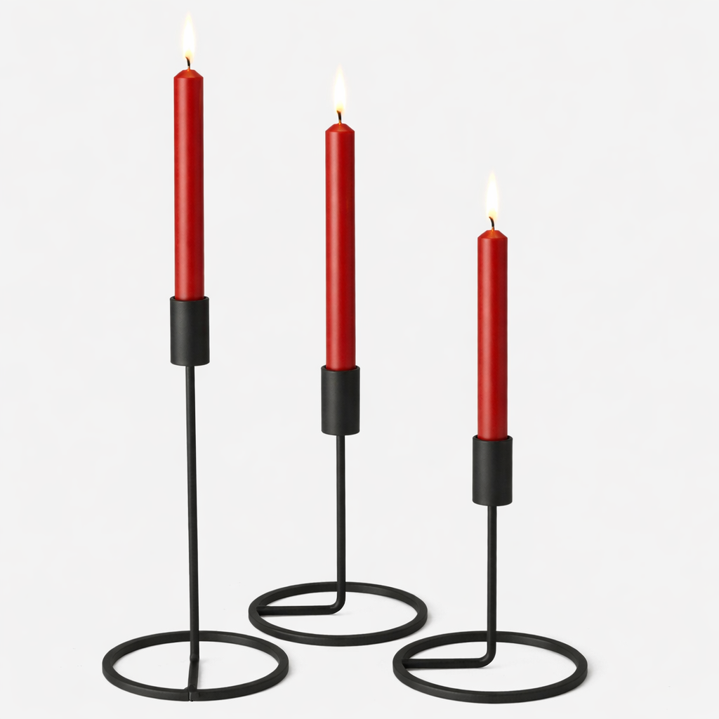 3x Vintage Stabkerzen Kerzenständer 3er Set Metall Kerzenhalter für Stabkerzen