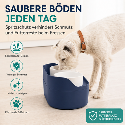 Navaris Futterstation Hund erhöht 2 Näpfe 420ml Hundebar mit Stauraum Navyblau