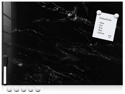Navaris Magnettafel 70x50cm Memoboard beschreibbar abwischbar Black Marble