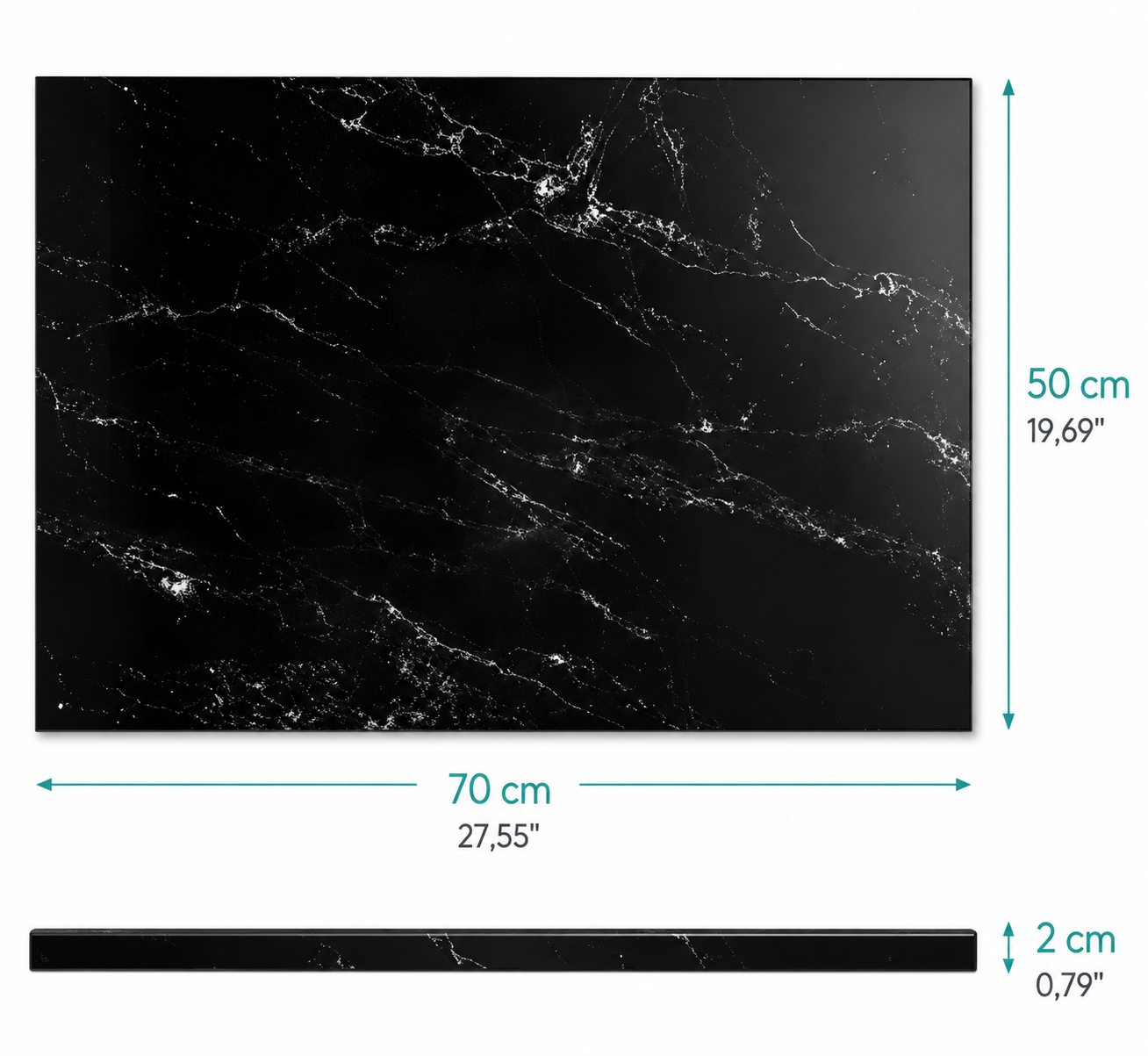 Navaris Magnettafel 70x50cm Memoboard beschreibbar abwischbar Black Marble