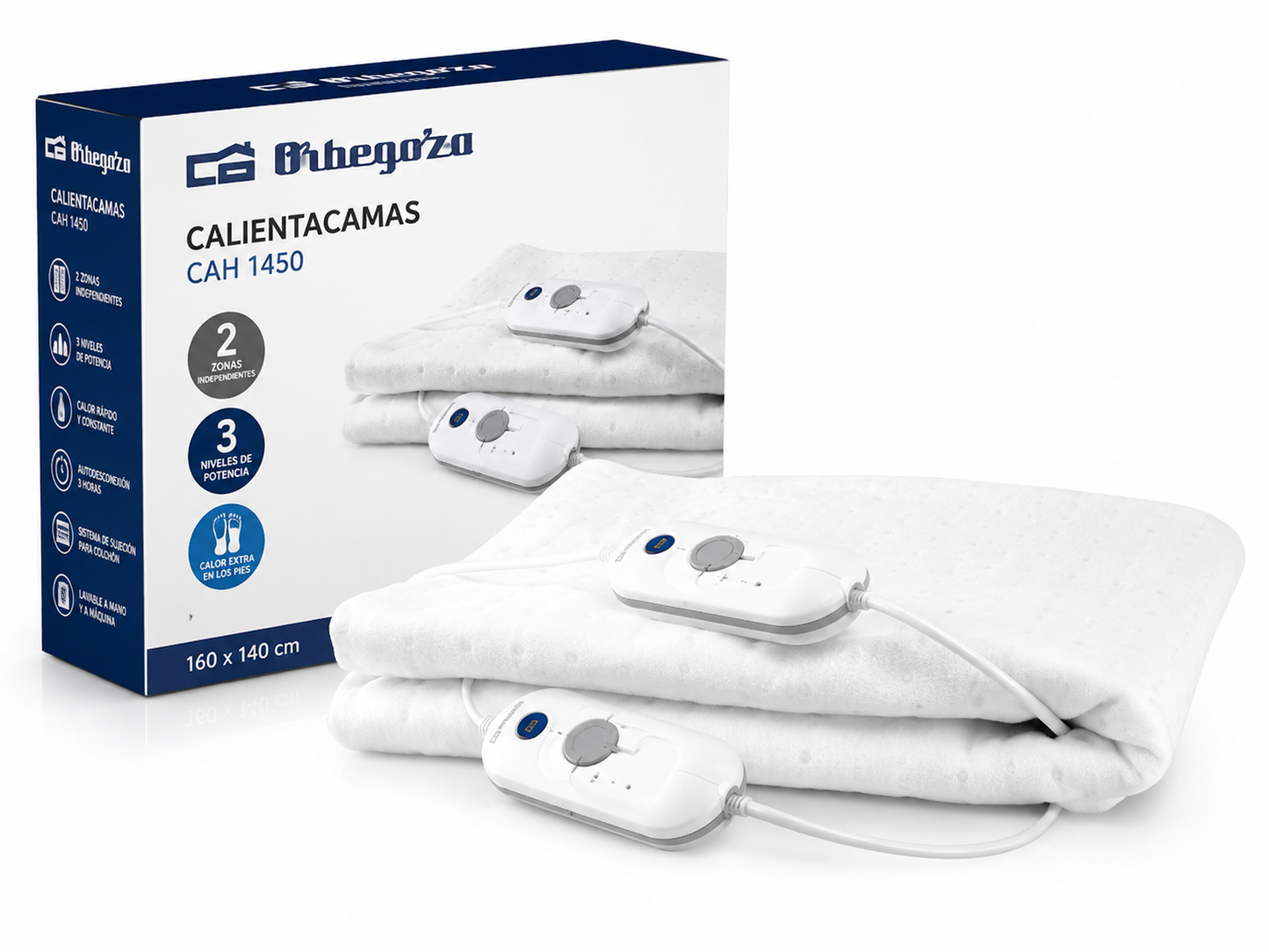 Orbegozo CAH 1450 Bettwärmer 160x140cm 2 Personen 2 Heizzonen 3 Heizstufen