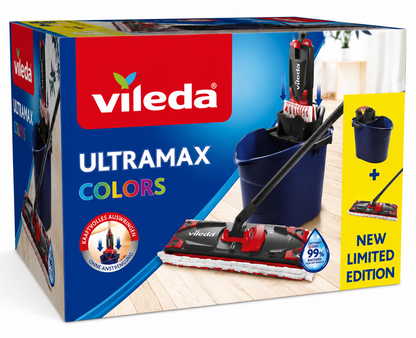 Vileda UltraMat 2in1 Colors Bodenwischer Set Eimer PowerPresse Wischmop 167765