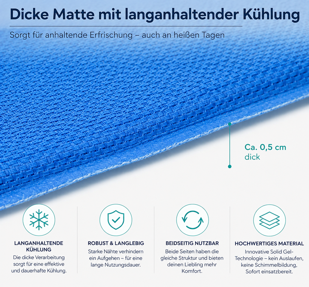 Navaris Kühlmatte Hund 81x96cm selbstkühlend Gel Kühlkissen Haustiere Blau