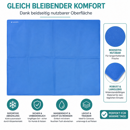 Navaris Kühlmatte Hund 81x96cm selbstkühlend Gel Kühlkissen Haustiere Blau