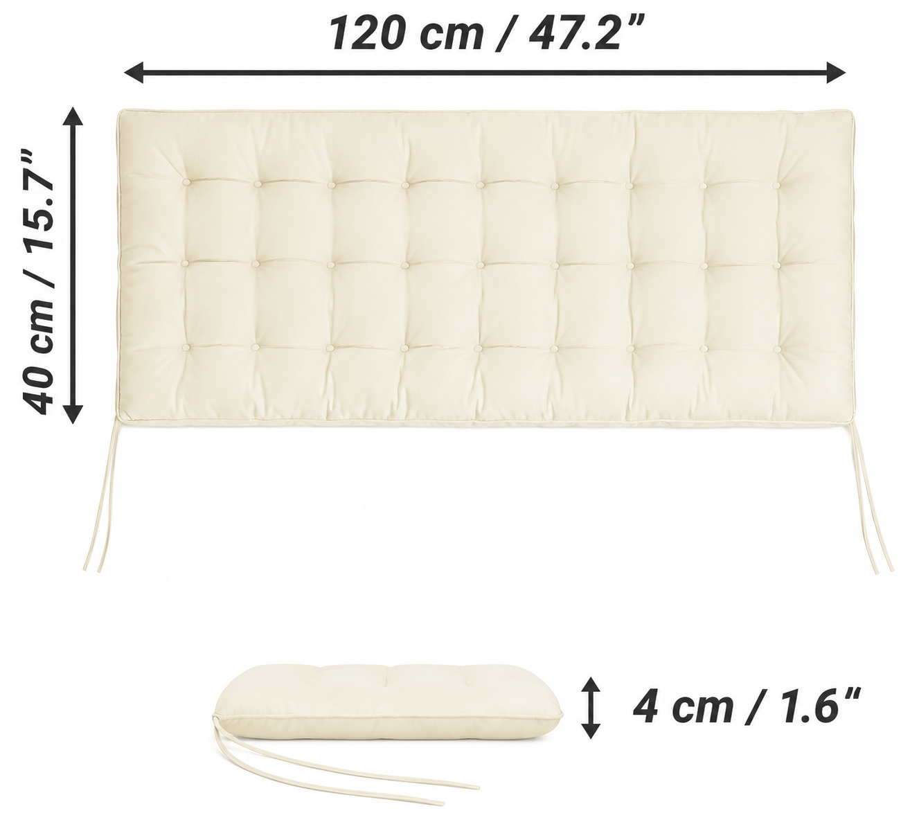 JEMIDI Bankauflage 120x40x4 cm Sitzkissen Gartenbank Sitzpolster Baumwolle Beige