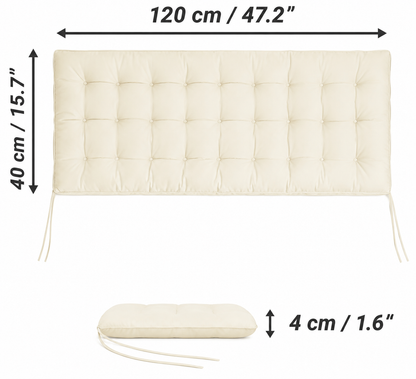 JEMIDI Bankauflage 120x40x4 cm Sitzkissen Gartenbank Sitzpolster Baumwolle Beige