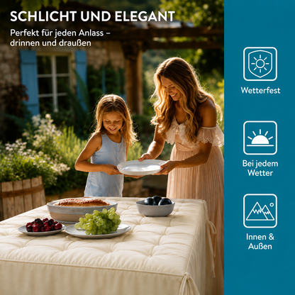 JEMIDI Tischdecke 160x260 cm Wasserabweisend Gartentischdecke Leinenlook Grau