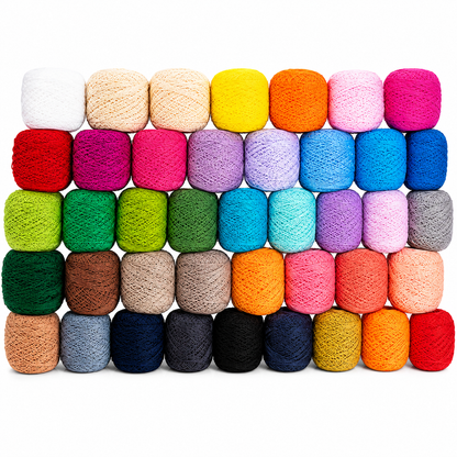 Kurtzy Häkelgarn Set 42x Baumwolle mit 2 Häkelnadeln Bunt KURTZY-642 DIY