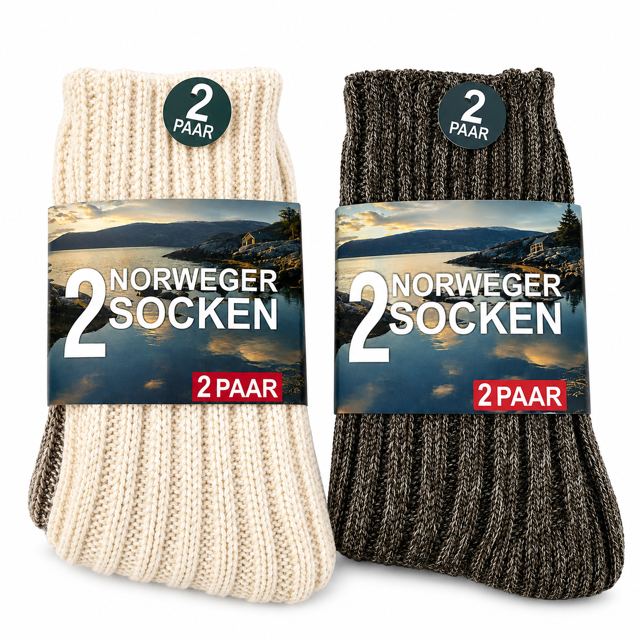 SOCKSWEAR Norweger Socken 2 Paar 32% Wolle Warme Wollsocken Meliert OEKO-TEX