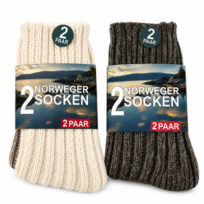 SOCKSWEAR Norweger Socken 2 Paar 32% Wolle Warme Wollsocken Meliert OEKO-TEX