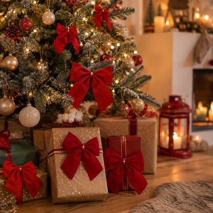 HEITMANN DECO 2er Set Außenschleife Rot Samt Dekoschleife Weihnachtsdeko