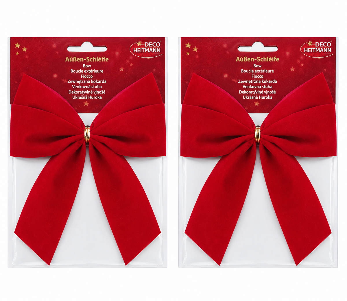 HEITMANN DECO 2er Set Außenschleife Rot Samt Dekoschleife Weihnachtsdeko