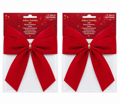 HEITMANN DECO 2er Set Außenschleife Rot Samt Dekoschleife Weihnachtsdeko