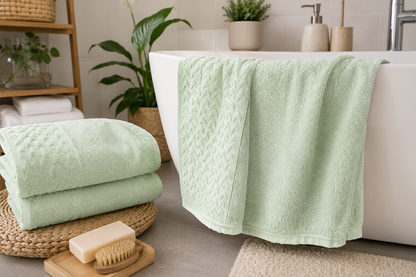 HOME IDEAS living 2er Set Duschtücher 70x130 cm 100% Baumwolle Frottier Mint