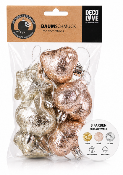 DECO LOVE Baumschmuck Set Weihnachtskugeln Bruchsicher Gold Rosé Silber