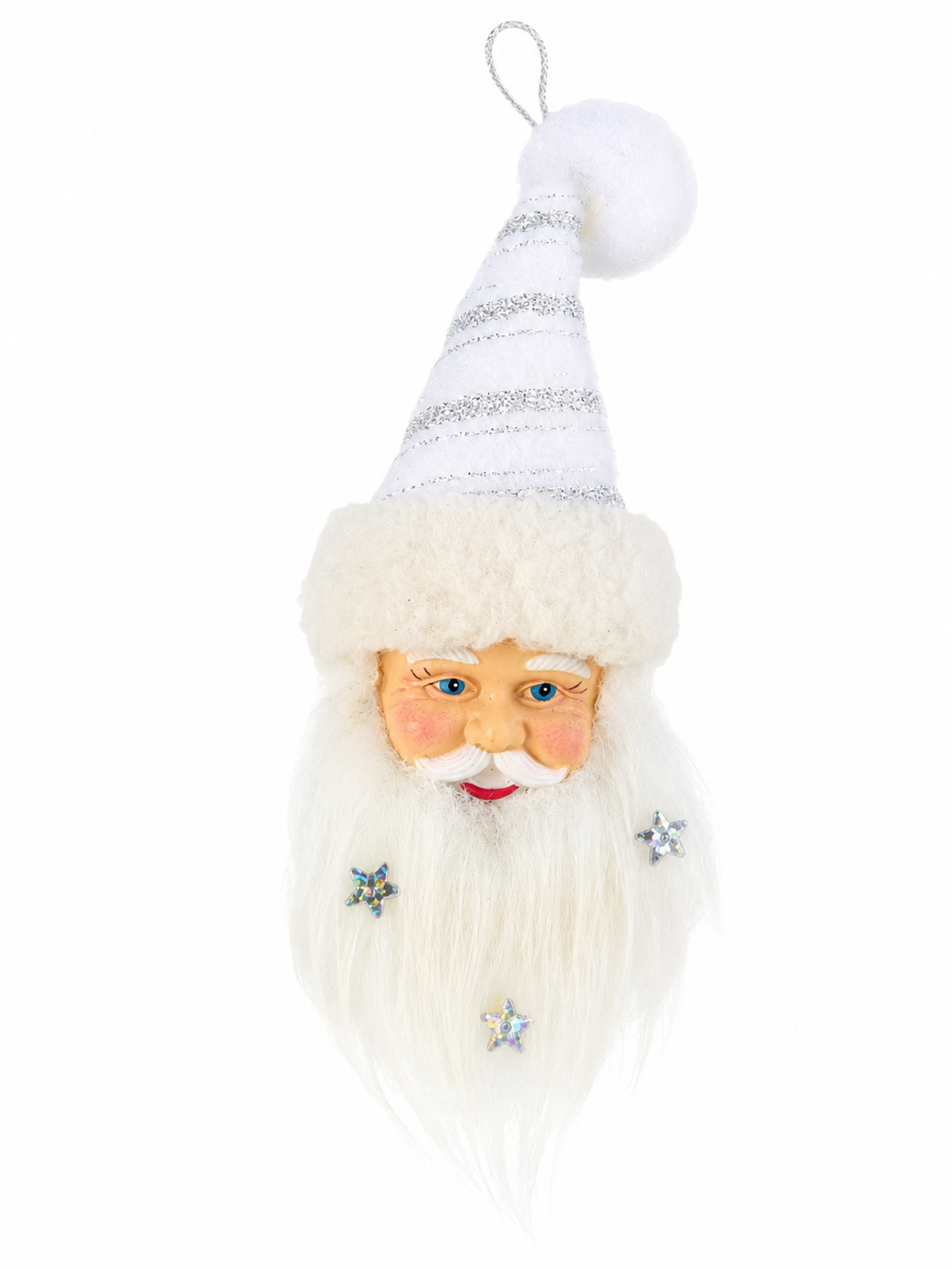 HEITMANN DECO Weihnachtsmann Anhänger Weiß Silber 14/17 cm Christbaumschmuck