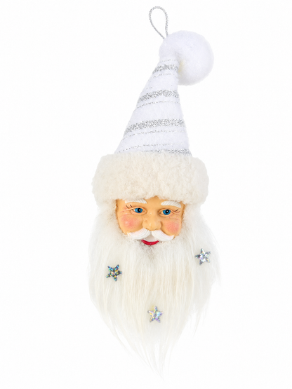 HEITMANN DECO Weihnachtsmann Anhänger Weiß Silber 14/17 cm Christbaumschmuck