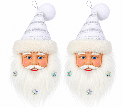 HEITMANN DECO Weihnachtsmann Anhänger Weiß Silber 14/17 cm Christbaumschmuck