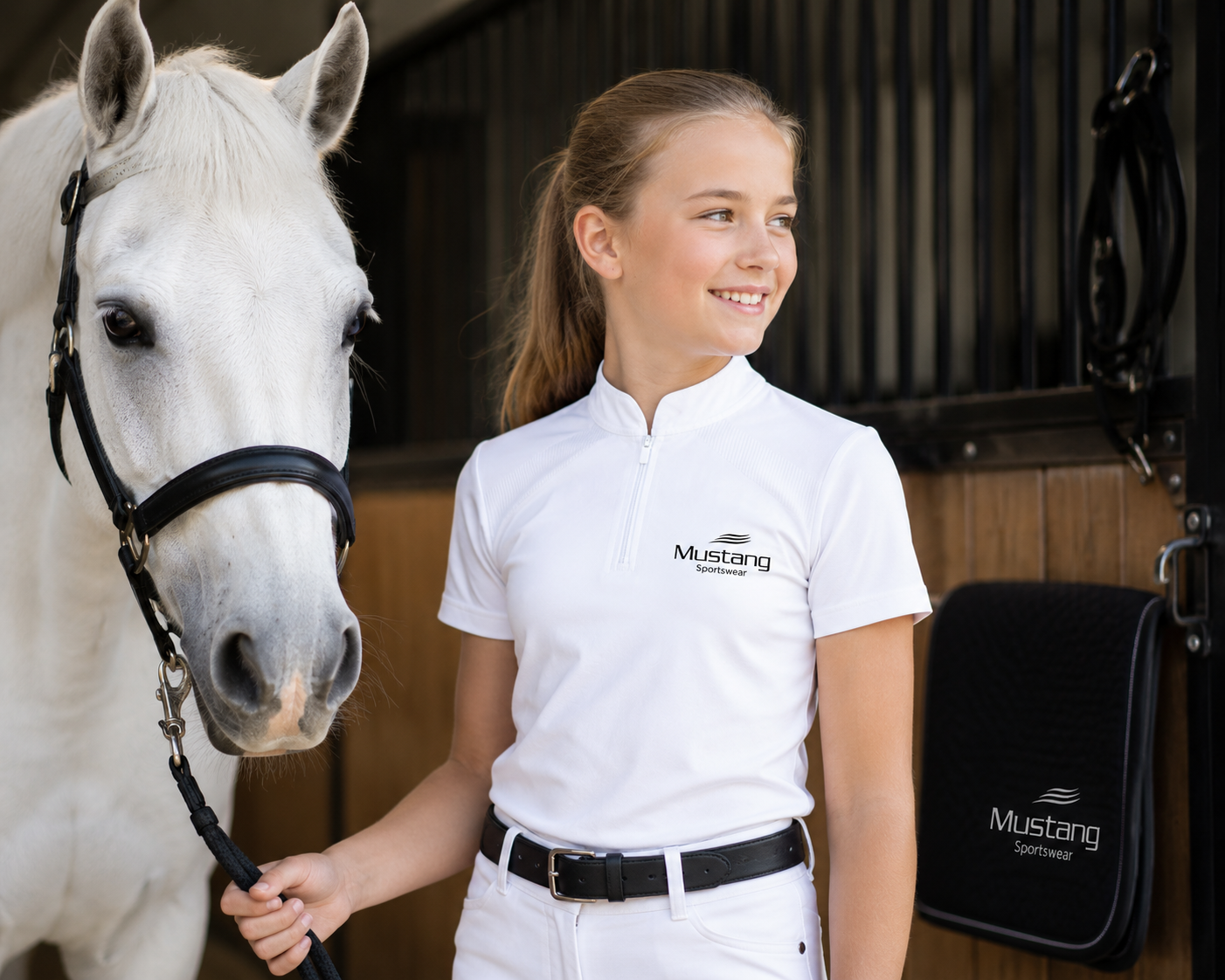 Mustang Sportswear Molly Jr. Reitshirt Turniershirt Weiß Gr. 152/158 Kinder