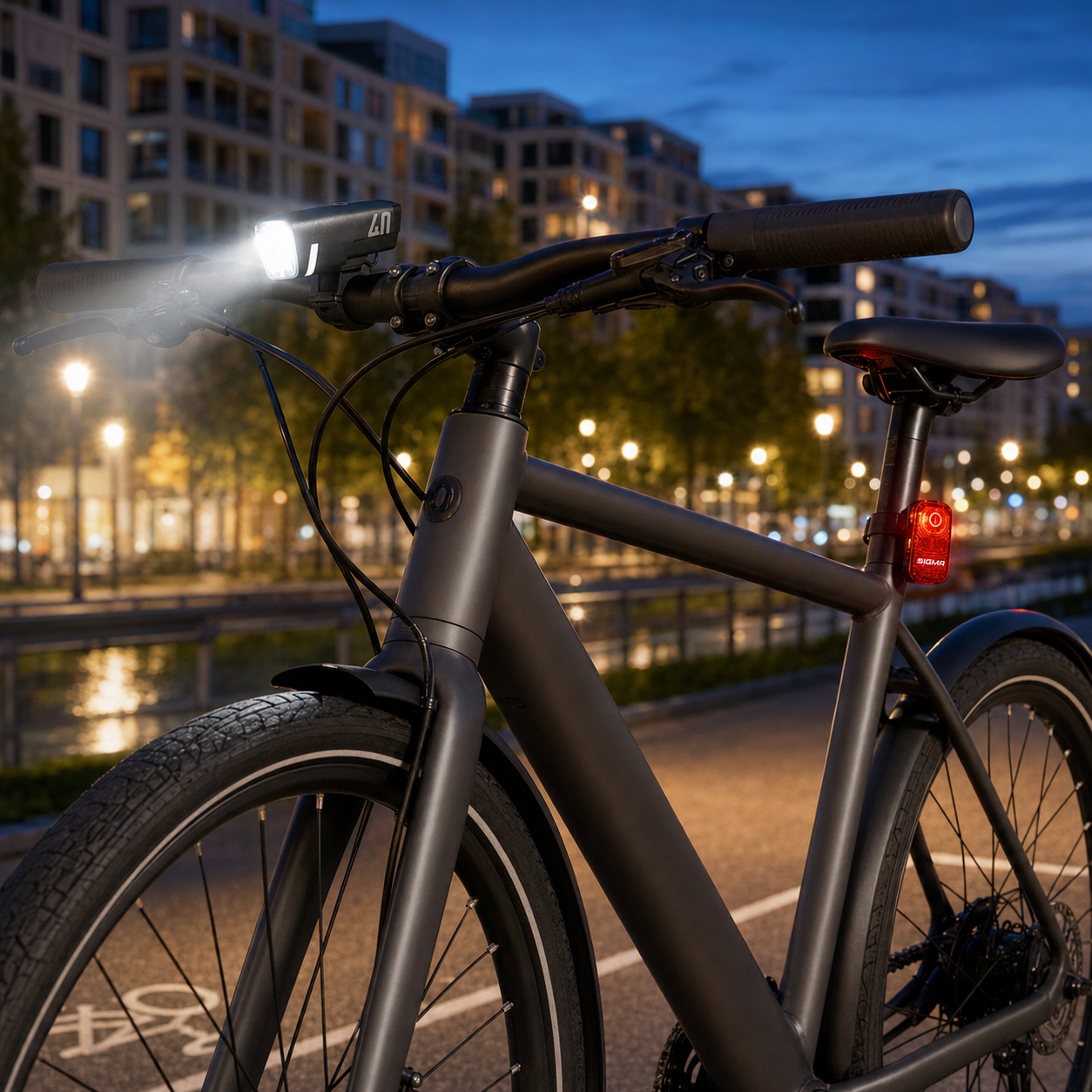 SIGMA AURA 40 HIRO 10 LED Fahrrad Beleuchtungsset Akku USB-C StVZO 40 Lux