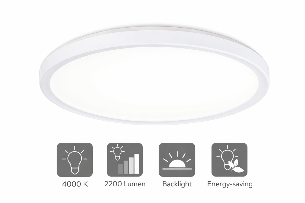 LED Deckenleuchte Hintergrundbeleuchtung 22W 4000K LED Deckenlampe dimmbar