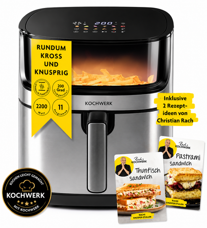 Rachs KOCHWERK Heißluft-Fritteuse 7,5l Airfryer Digital Touchscreen 10 Programme