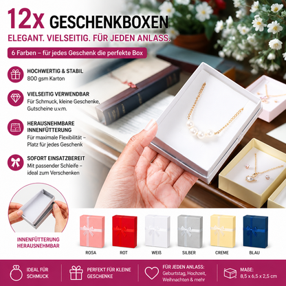 12x Geschenkbox Schmuckschachtel Geschenkverpackung Schleife 6 Farben 8,5cm