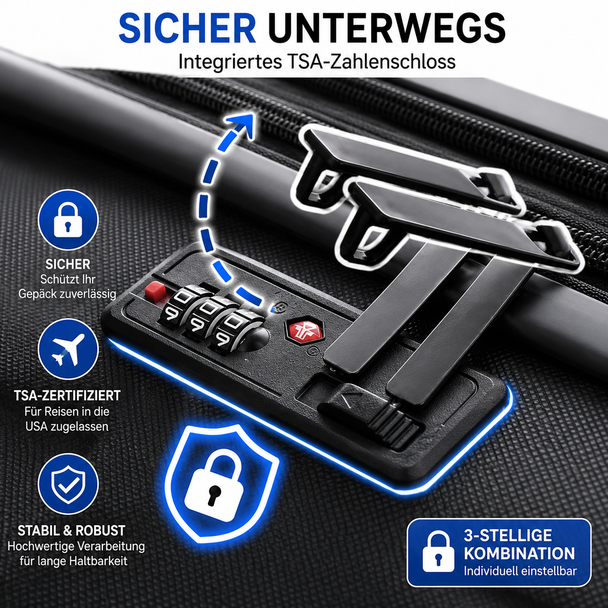 DMS® 7tlg Hartschalenkofferset Koffer Reisekoffer Trolley ABS-Hartschale