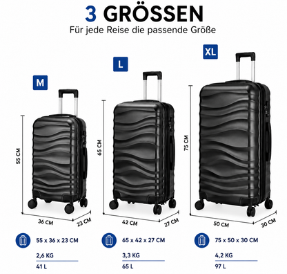 DMS® 7tlg Hartschalenkofferset Koffer Reisekoffer Trolley ABS-Hartschale