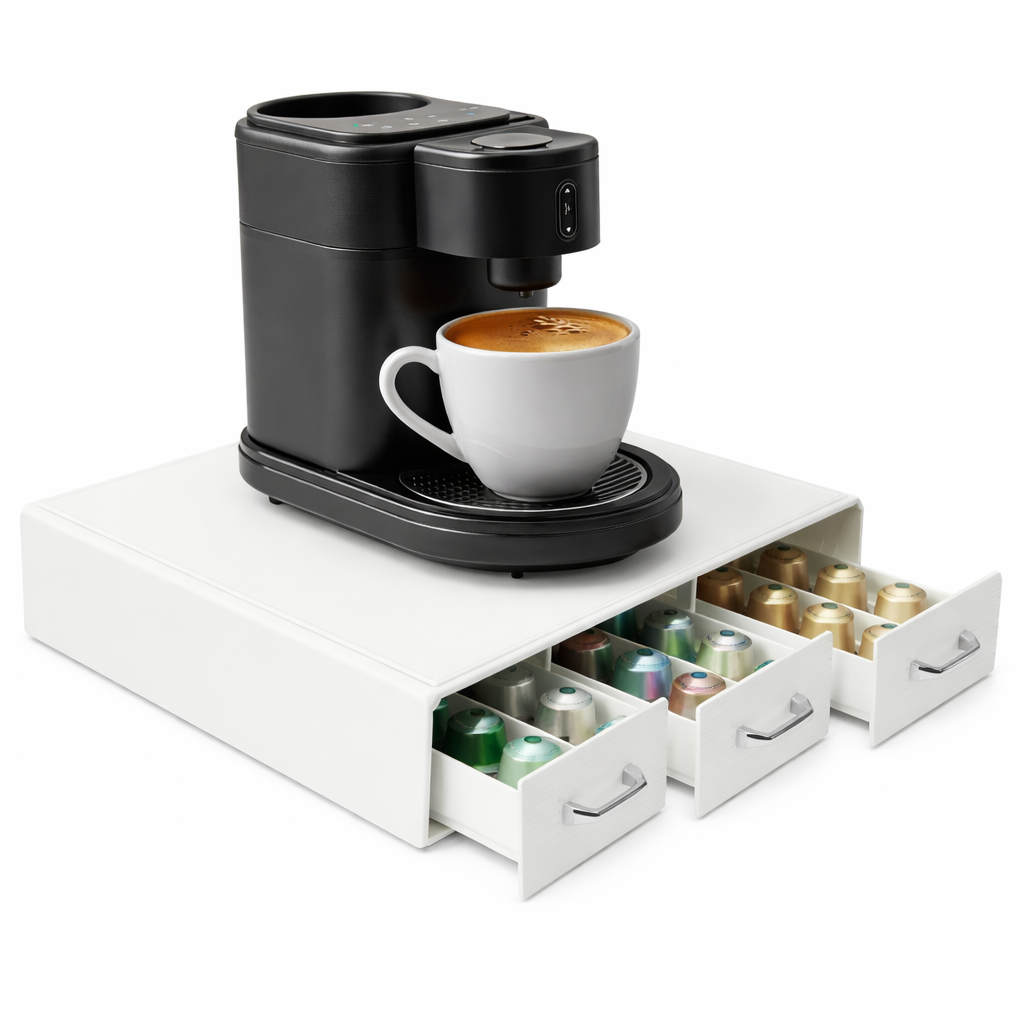 Navaris Kapselhalter 48 Kapseln 3 Schubladen Kaffee Kapselbox Weiß