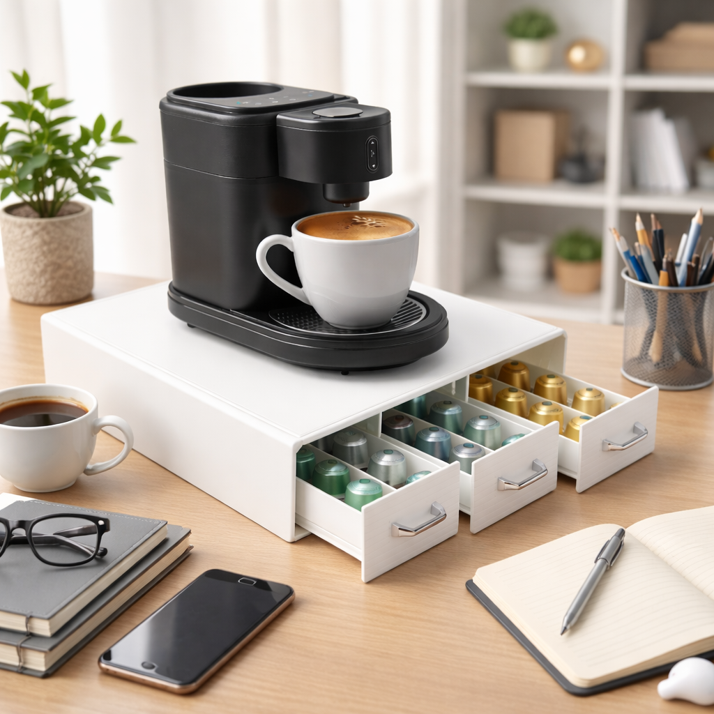 Navaris Kapselhalter 48 Kapseln 3 Schubladen Kaffee Kapselbox Weiß