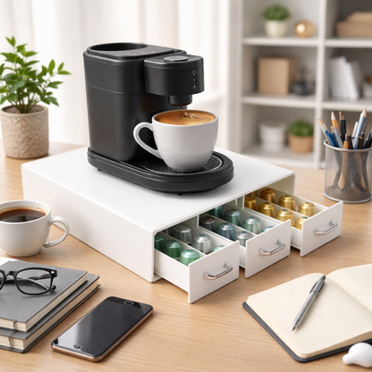 Navaris Kapselhalter 48 Kapseln 3 Schubladen Kaffee Kapselbox Weiß