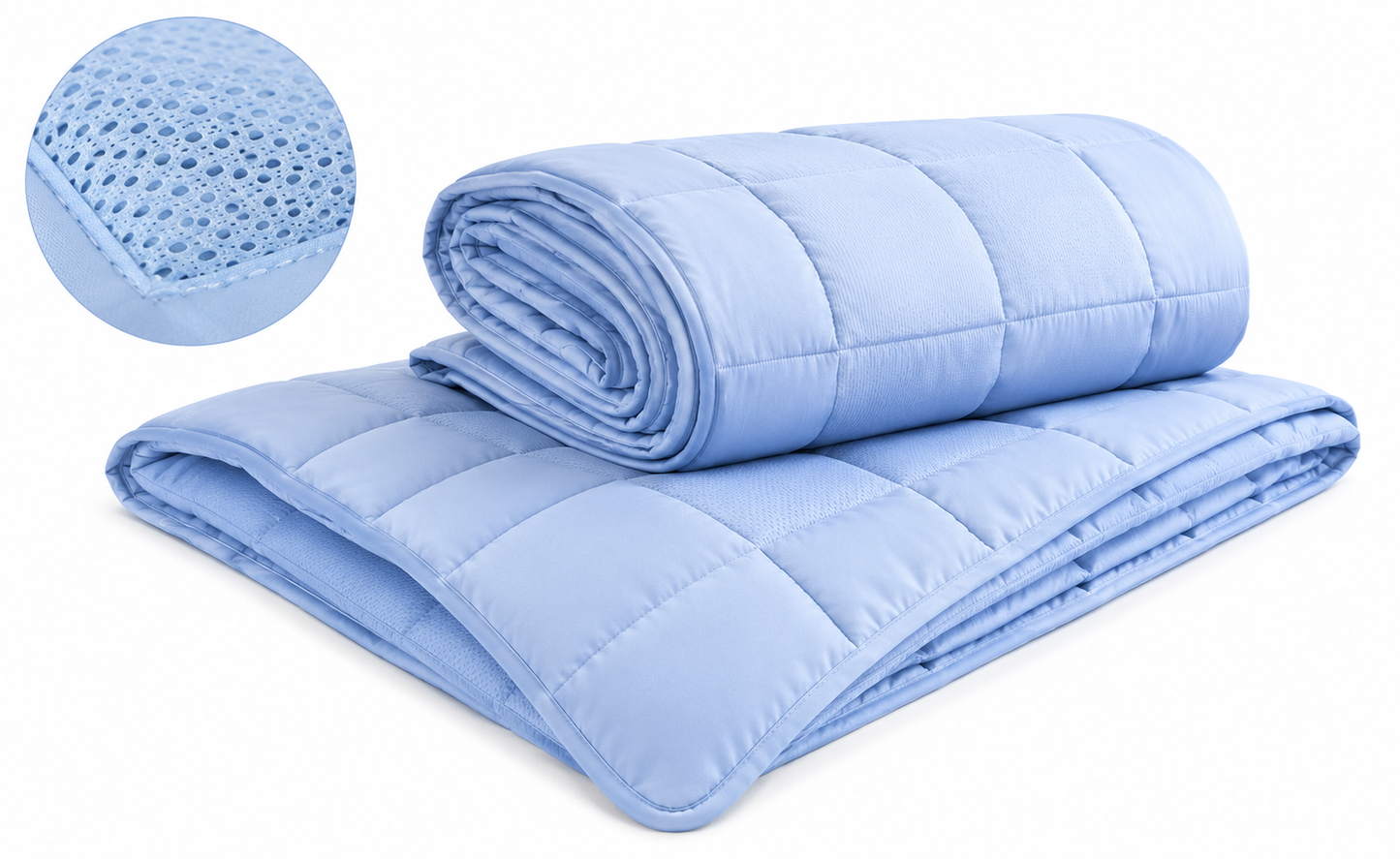 2x GOLDWOLKE Sommerdecke 135x200 Hellblau Kühlbettdecke HeiQ Smart B-Ware