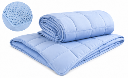 2x GOLDWOLKE Sommerdecke 135x200 Hellblau Kühlbettdecke HeiQ Smart B-Ware