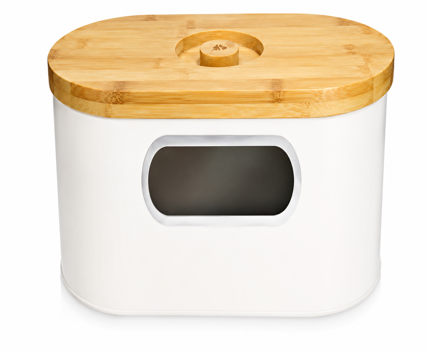 Navaris Brotkasten oval mit Bambusdeckel Schneidebrett Brotbox Küche 34 cm
